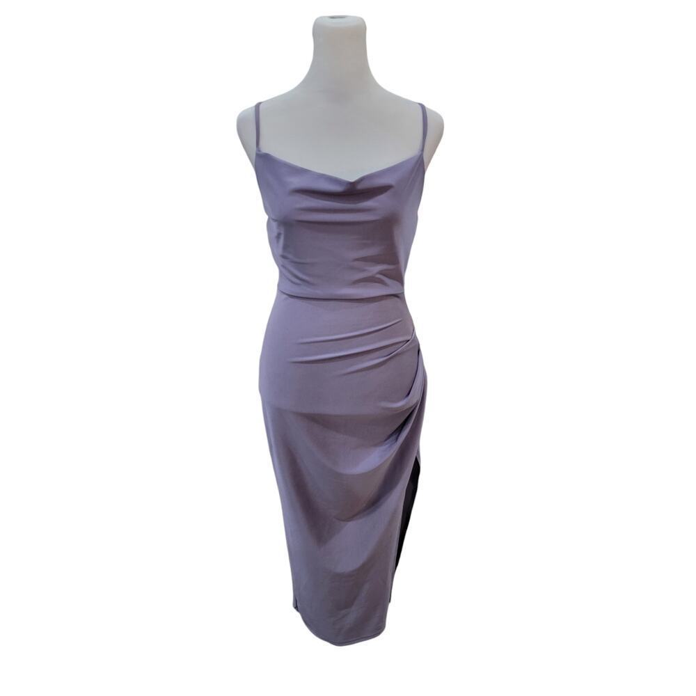 Q USA Women's Satin Sleeveless Sleek Slip Midi Dress Size‎ Medium Purple